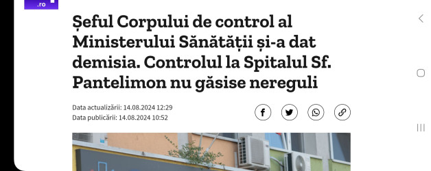 Ministrul Rafila a spus că acceptă demisia, dar o înaintează si pe-a lui, că i-a crezut pe cei din Corpul de control.